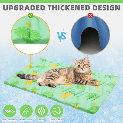 KOOLTAIL Dog Cooling Mat, Upgraded Two Sided Cooling Pad for Dogs Cats Puppy, Soft Pet Sleeping Blanket Keep Cool in Summer with Cute Fruit Pattern, Washable Waterproof for Crate Sofa Bed, Green L