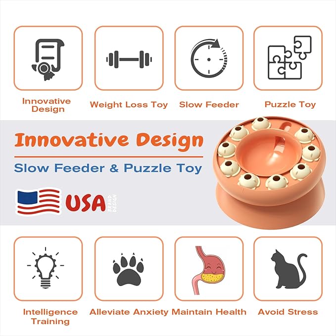 KADTC Cat Puzzle Feeder, Interactive Slow Bowl for Indoor Cats Enrichment Toy, Kitten Puzzle Toys