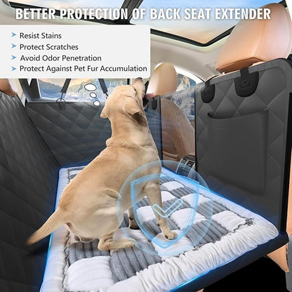 Backseat Dog Bed Non-Slip, Dog Bed for Car Back Seat Soft and Comfortable, Back Seat Pet Bed Mat for Travel, Pet Car Blanket for Backseat Extender and Seat Covers 51"X 23.5" Light Grey & White