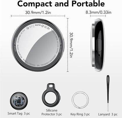 2026 New [Apple MFi Certified] (iOS Only) Tracker Tags-3 Pack, Bluetooth 5.3 GPS Tracker for Apple Find My, Replaceable Battery, 100dB Sounds, Key Finder and Item Locator for Car, Keys, Luggage, Black