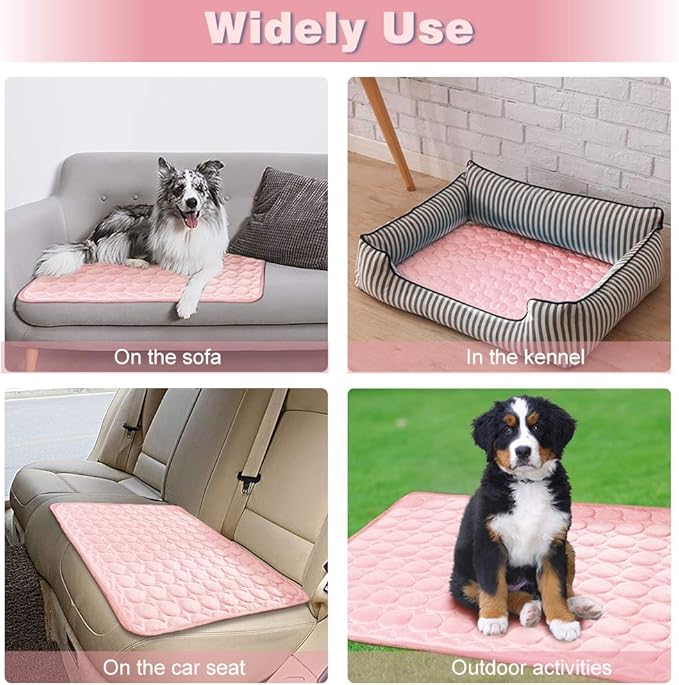 2026 Upgraded Washable Dog Cooling Mat Ice Silk Cooling Mat for Dogs Pet Self Cooling Pad Blanket Dog Cooling Pad (Q-Max>0.4) for Indoor & Outdoor Car Seats (Pink, 28x22 in)