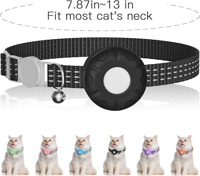 Cat Tracker, GPS Tracker, Pet Tracker, Compatible with Apple Find My App(Only iOS), Real-Time Location, No Subscription Required,Territory & Location History, Breakaway Collar Included, Black