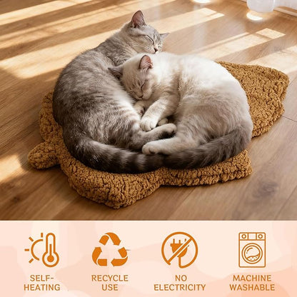 3 Pack Self Warming Pet Bed Leaf Shape Self Heating Cat Dog Mat Washable Thermal Sleeping Pad for Indoor Outdoor Hedgehog, Bunny, Sugar Glider, Rat, Chinchilla(Orange,Small-16 x20)