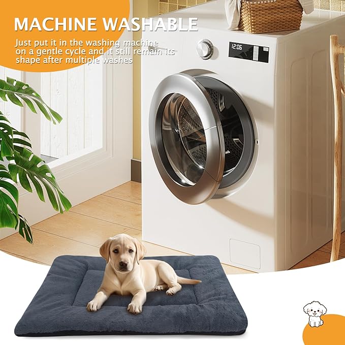 Reversible Dog Bed Mat with Plush and Corn Velvet,Soft Warm Pet Cushion, Dual Purpose Washable Sleeping Mattress Bed for Small Medium Large Dog and Cat XB004 (30"x20", Dark Grey)