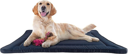 PETMAKER Waterproof Dog Bed - 38.75x25 Large Dog Bed with Raised Edge - Easy-to-Clean Multi-Purpose Crate Mat for Home and Car Travel (Navy)