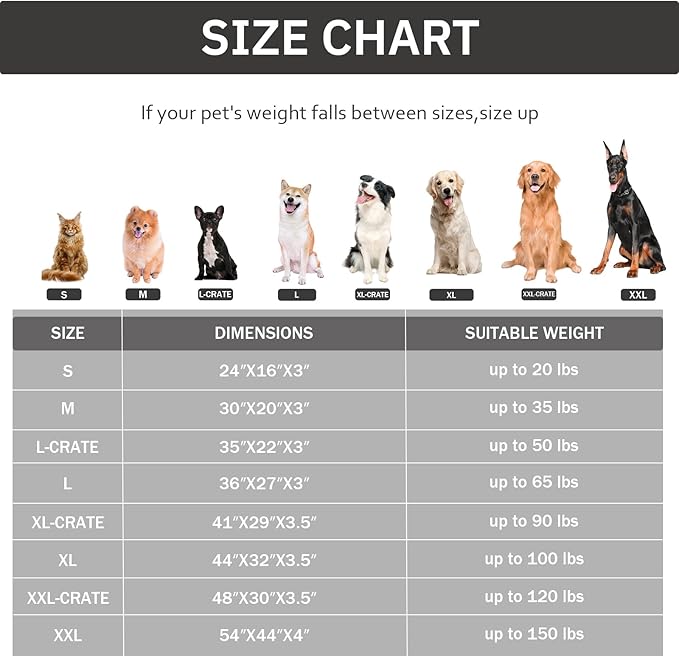 Bedfolks Orthopedic Dog Bed for Jumbo Dogs - Egg Foam Dog Crate Bed with Removable Waterproof Cover, Pet Bed Mat Suitable for Dogs and Pets Up to 120 lbs (48 x 30 x 3.5 inches, Dark Grey)