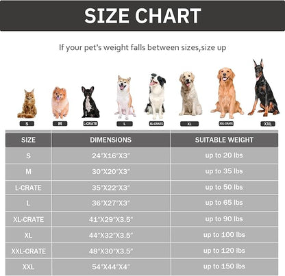 Bedfolks Orthopedic Dog Bed for Extra Large Dogs - Egg Foam Dog Crate Bed with Removable Waterproof Cover, Pet Bed Mat Suitable for Dogs and Pets Up to 100 lbs (44 x 32 x 3.5 inches, Dark Grey)