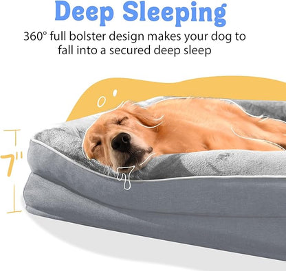 Orthopedic Removable Large Dog Bed -XL Large Dog Bed with Washable Cover and Removable Bolsters Non-Slip Bottom & Waterproof Pet Bed Sofa