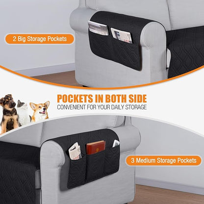 VANSOFY Couch Cover, Waterproof Sofa Covers Washable Slipcover Furniture Protector Couch Seat Covers Non-Slip Couch Cover for Dogs, Pets(Sofa Plus, Black)