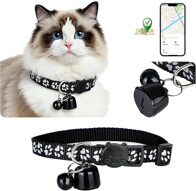 2026 Compact AirTag Cat Collar Set – Lightweight Design Reduces Pet Burden(0.1oz) | Adjustable Size (7–13in) for Cats, Anti-Lost Tracker Compatible with iPhone 'Find My' App,48mAh+ 1 Spare Batteries