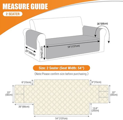 VANSOFY Couch Cover, Waterproof Sofa Covers Washable Slipcover Furniture Protector Couch Seat Covers Non-Slip Couch Cover for Dogs, Pets(Loveseat Plus, Off White)