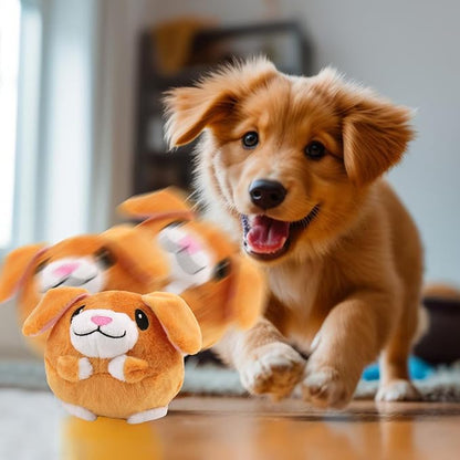 Mity rain Interactive Dog Toys, Active Moving Pet Plush Toy for Dogs, Dog Squeaky Moving Ball Toys with Chewable Plush Cover&Music for Small Medium Large Dogs Chasing (Little Dog Pattern)
