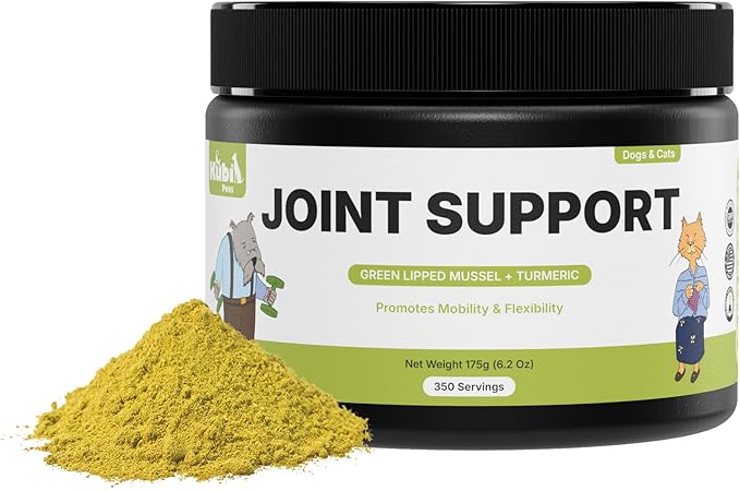 Joint Support with Green Lipped Mussel & Turmeric – Hip & Joint Supplement for Dogs & Cats, 175g (350 Servings) Kubi Pets