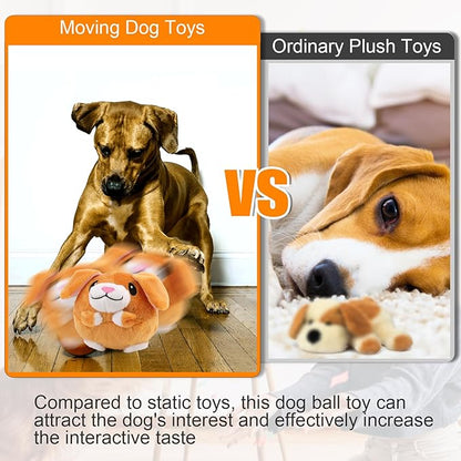 Mity rain Interactive Dog Toys, Active Moving Pet Plush Toy for Dogs, Dog Squeaky Moving Ball Toys with Chewable Plush Cover&Music for Small Medium Large Dogs Chasing (Little Dog Pattern)