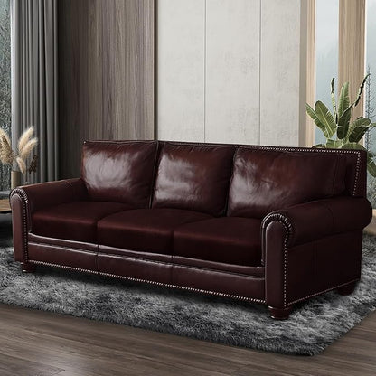 ANARACHON Leather Look Couch Cushion Covers Sofa Seat Slipcovers Sets Couches Furniture Protector for Sectional Armchair Loveseat Pets Kids Stretch Spandex Fabric (3 Cushion Sofa, Burgundy)