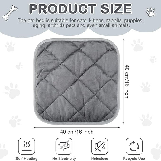 8 Pack Self Heating Cat Mat Self Warming Cat Bed Extra Warm Thermal Pet Bed Mat Reflects Body Heat Washable Dog Crate Pad for Indoor Outdoor Pets(Gray,16 x 16 Inch)