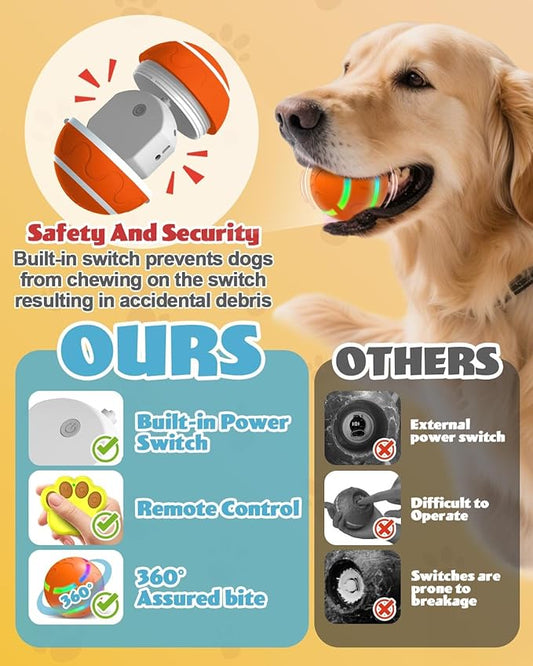 Interactive Dog Toys, Remote Control Interactive Ball for Medium/Large Dogs, Self-Rolling & Jumping Chew Proof Dog Ball, Gift for Dog Puppy Pet Christmas