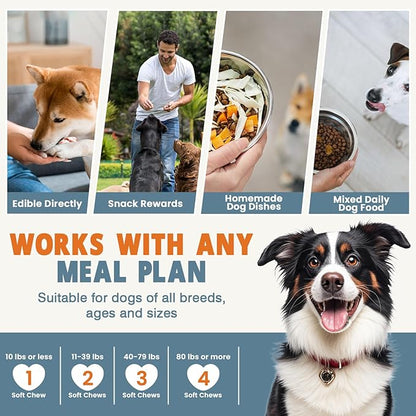 24-in-1 Dog Vitamins and Supplements 200 Ct Dogs Multivitamin Chewable Contain Chondroitin Probiotics Omega-3 Glucosamine for Dogs Skin Coat Heart Joint Gut Liver Brain Immune Support - Peanut Butter