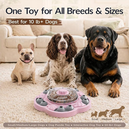 KADTC Dog Puzzle Toy, 3 Levels of Step-by-Step Challenge, Spin-to-Release Treat Dispenser, Slow Feeder & Mental Stimulation Enrichment Toy for Small Medium Large Dogs