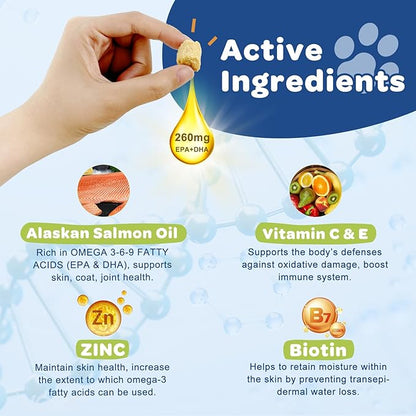 NATURE TARGET Omega 3 Fish Oil for Dogs, Salmon Oil for Skin & Coat Supplement with EPA & DHA Fatty Acids - Dog Itch & Allergy Relief, Anti Shedding, Hot Spots Treatment - Hip & Joint Support - 120ct