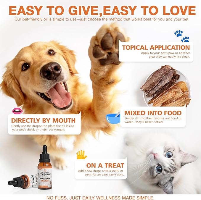 (2 Packs) Неmp Oil for Dogs Cats, Organic Pet Calming Drops, Cat Dog Anxiеty Relief & Strеss & Pаin Rеlief for Dogs, Supports Rеlaxation & Slеep, Hip Joint Health