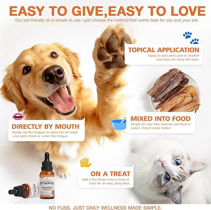 (2 Packs) Неmp Oil for Dogs Cats, Organic Pet Calming Drops, Cat Dog Anxiеty Relief & Strеss & Pаin Rеlief for Dogs, Supports Rеlaxation & Slеep, Hip Joint Health