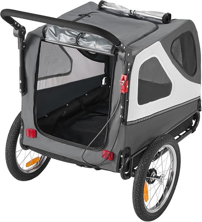 VEVOR Dog Bike Trailer, Supports up to 66/88/100 lbs, 2-in-1 Pet Stroller Cart Bicycle Carrier, Easy Folding Cart Frame with Quick Release Wheels, Universal Bicycle Coupler, Reflectors, Flag