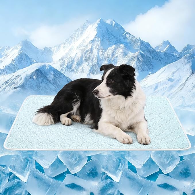 Dog Cooling Mat - Instant 6-12°F Drop, Cooling Mat for Pets Q-MAX >0.5 & Machine Washable, Anti-Slip Bottom, Cool Relief Bed for Dogs & Cats Light Blue 42" x 28"