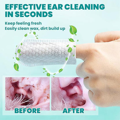 MEDUWEDU Wider Ear Cleaner Finger Wipes 60 Counts, Dog Ear Cleaner, Grooming Kit Care for Dogs and Cats,Otic Cleaning Pads, Remove Wax, Dirt & Stop Smelly, Itchy, Non-Irritating, Coconut Scent