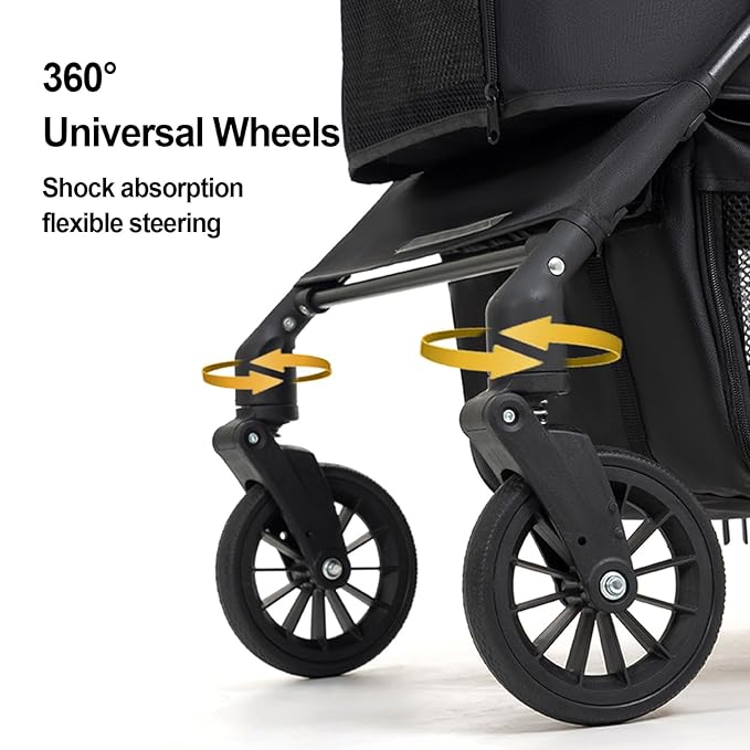 Medium Pet Stroller for Small & Medium Dogs, Double Dog Stroller for 2 Dogs, 80 Lbs Capacity Lightweight Integrated Design, Easy Setup Durable Pet Cart with Safe & Comfort Travel