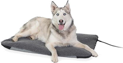 K&H Pet Products Lectro-Soft Orthopedic Outdoor Heated Dog Bed for Large Dogs or Multiple Cats, Safety Listed Warming Pad, Waterproof, Soft & Flexible, Washable Cover - Large 36 X 25in Gray 60W