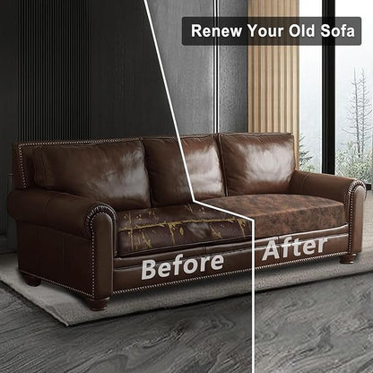 ANARACHON Leather Look Couch Cushion Covers Sofa Seat Slipcovers Sets Couches Furniture Protector for Sectional Armchair Loveseat Pets Kids Stretch Spandex Fabric (2 Cushion Sofa, Dark Brown)