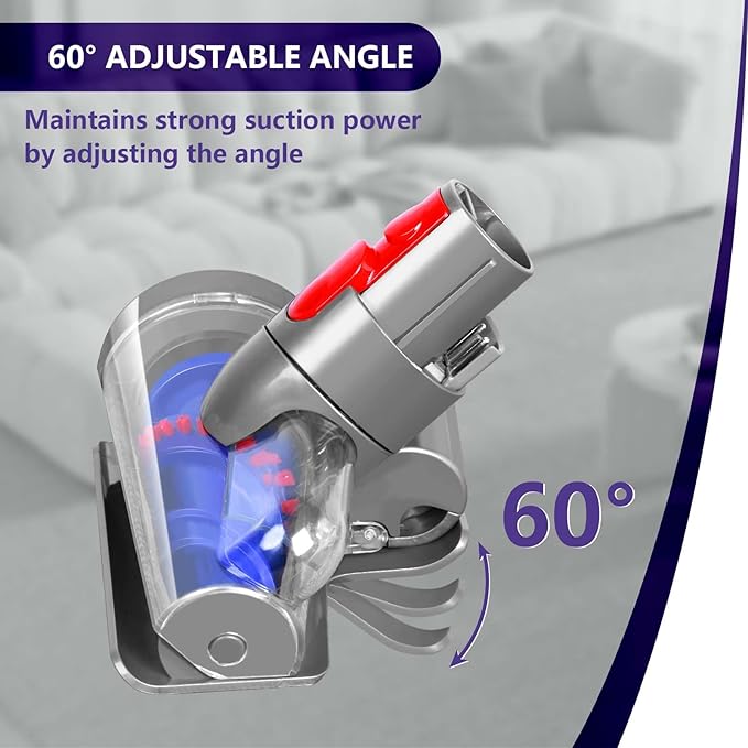 OTTWL Mini Motorized Brush Head Compatible with Dyson V7 V8 V10 V11 V15 Vacuum Cleaners - Pet Hair Removal Vacuum Attachment - Hair Screw Tool for Carpeted Stairs, Couch/Sofa Cushions, Car Carpet