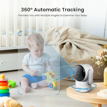 AMOROM 2K Pan-Tilt Indoor Security Camera, 360° Pet/Dog Monitoring, Motion Tracking, Night Vision, 2-Way Audio, Motion Alerts, Compatible with Alexa & Google Assistant (2.4GHz & 5GHz)