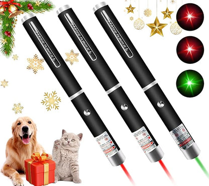 MEUSNO 3 Pack Cat Laser Pointer Toy, Red Green Cat Laser Pointer for Cats Dogs Indoor Chaser Cats Dog Pet Laser Toy Laser Light Pointer, Small Laser Pet Toy Geese Deterrent