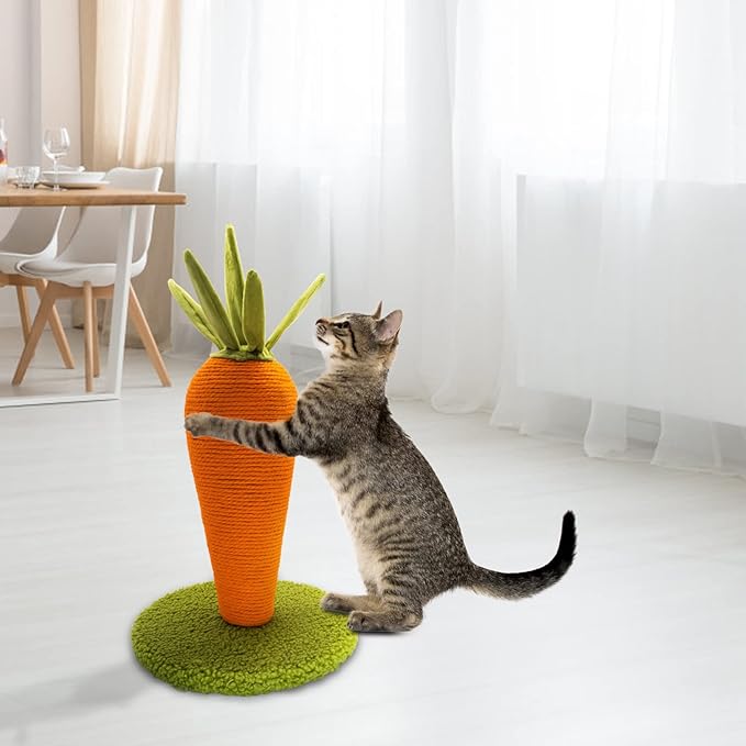 LIFLIX Carrot Cat Scratching Post, 17'' Cute and Fun Sisal Cat Scratcher for Indoor Cats and Kittens