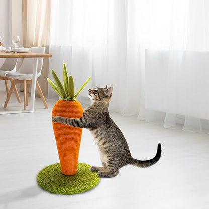 LIFLIX Carrot Cat Scratching Post, 17'' Cute and Fun Sisal Cat Scratcher for Indoor Cats and Kittens