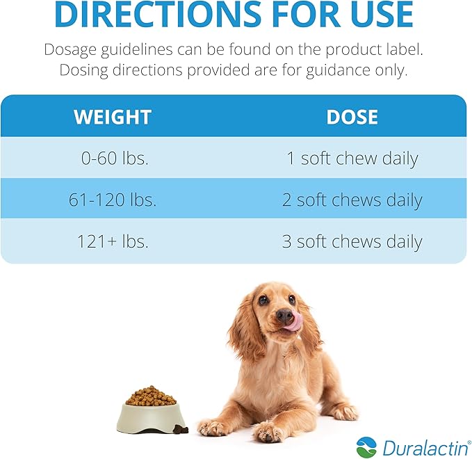 PRN Pharmacal Duralactin Canine Joint Plus Soft Chews - Joint Health Supplement for Dogs & Puppies - Pet Mobility Support - 60 Soft Chews