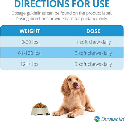 PRN Pharmacal Duralactin Canine Joint Plus Soft Chews - Joint Health Supplement for Dogs & Puppies - Pet Mobility Support - 60 Soft Chews