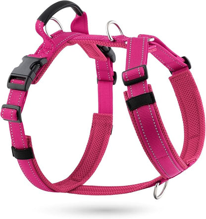 No Pull Dog Harness with Handle, Soft Mesh Padded Adjustable for Small Medium Large Dogs | Reflective Easy Walk Harness with Front Clip for Training, Running & Outdoor (Hot Pink, S)