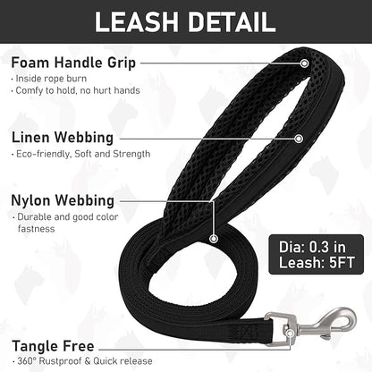 GAMUDA Small Dog Harness Collar and Leash Set, Step in No Chock No Pull Linen Fabric Soft Mesh Dog Vest Harnesses Reflective for Dogs Puppy Cats Kitten Rabbit (Black, XXS)