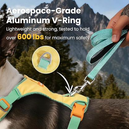No Pull Dog Harness for Medium Dogs, Lightweight Escape Proof Adjustable Dog Harness with Pocket, Front & Back Clip, Reflective Soft Vest with ID Tag, for Running Walking, Yellow