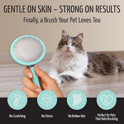 Tauro Pro Line Slicker Brush for Dogs & Cats, Deshedding, Dematting & Detangling Grooming Tool for Medium to Long Coats, Ideal for Cocker Spaniels, Round Flexible Cushion, Mint, Medium Size (M)