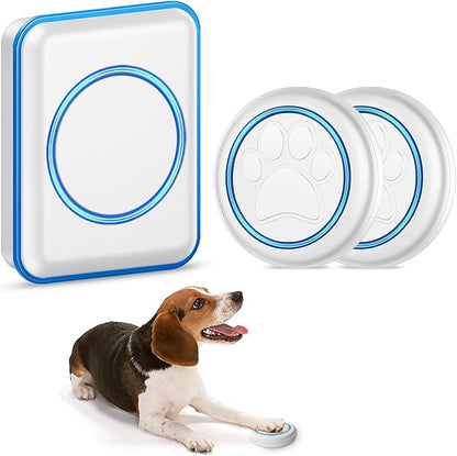 Full House Dog Doorbell for Potty Training, Wireless Pet Doggie Door Bell Training to Go Outside, Waterproof Touch Button, Over 1000 feet Range (White, 2 Buttons + 1 Receiver)