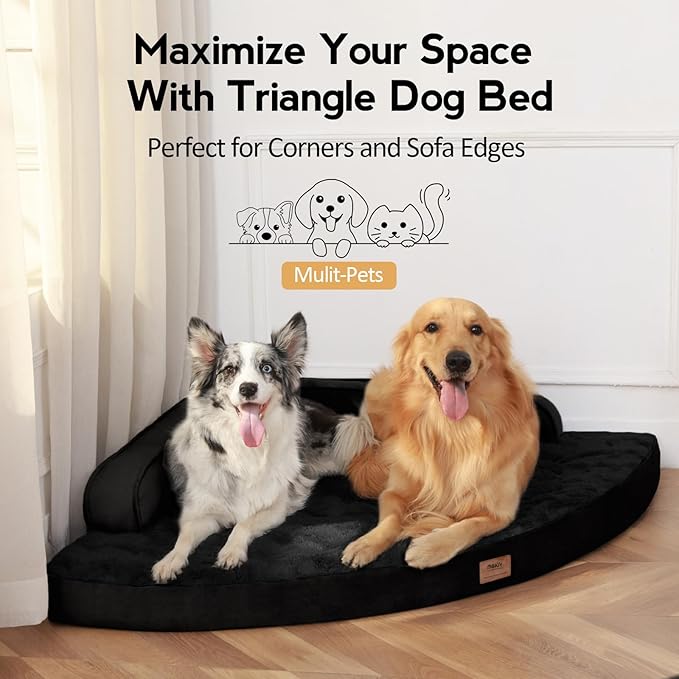 MEKIY Large Dog Bed - XL Orthopedic Egg-Crate Memory Foam Dog Beds with Removable Washable Cover, Waterproof Pet Beds with Non-Slip Bottom, Black