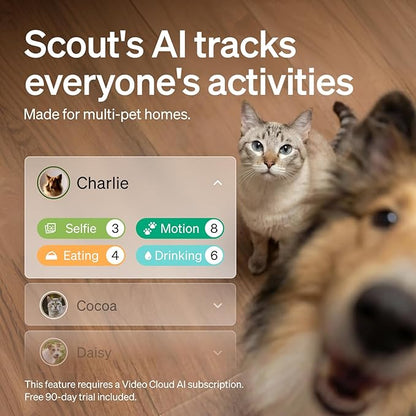 PETLIBRO Security Indoor Camera Includes 90-Day AI Trial w/AI Human/Pet Detection & Two-Way Audio, Home Camera w/360° Pan Tilt & Night Vision, Dog/Pet Cam w/Multi-Pet Recognition, Smart Summaries