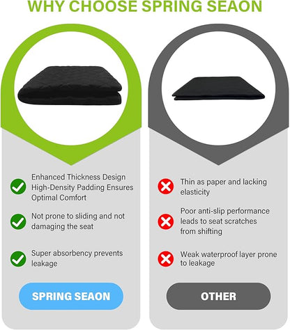 SPRING SEAON Waterproof Chair Pads for Adults & Elder, 22" x 21" Washable Reusable Incontinence Pads, Non-Slip Wheelchair Seat Cover for Bed, Car, Recliner & Protecting Patient Dignity (Black, 2 Pack)