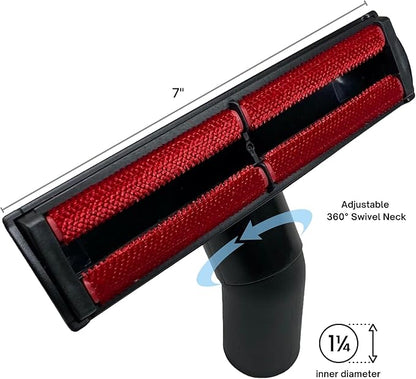 Wessel-Werk Upholstery Vacuum Attachment Tool with Red Velvet Microfiber Strips to Lift Pet Hair, Lint, and Thread from Fabrics and Upholstery (Flexible Upholstery Tool)