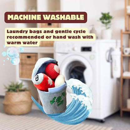 Dog Squeaky Toys, Plush Puzzle Dog Toy for Small Medium Large Dogs, Chew Fetch Brain Stimulating Toy, 3 Durable Small Toys with a Big Trash Can