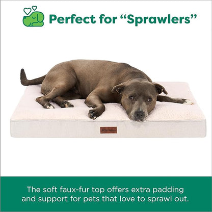 Furhaven Orthopedic Dog Bed – Classic Cushion with Plush Tufted Top, Supportive Foam Mattress, Removable Washable Cover, Joint Relief - Wheat, Medium
